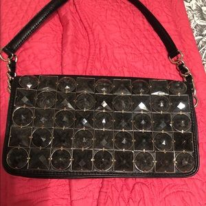 Kate Spade jeweled leather shoulder / clutch purse